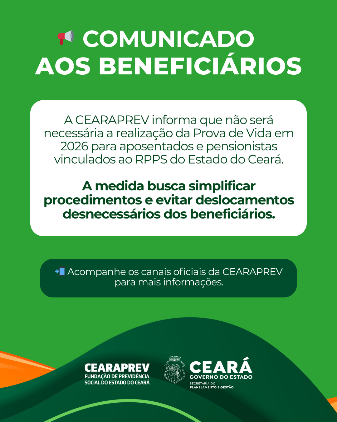 CEARAPREV Informa Dispensa da Prova de Vida para Beneficiários em 2026